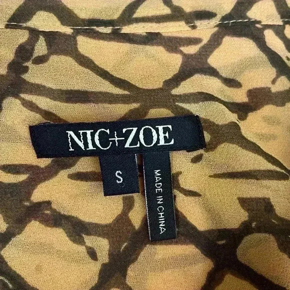 Nic Zoe Womens Size Small Skipping Stones Tunic Top Button Front Sheer Chiffon - Picture 3 of 9